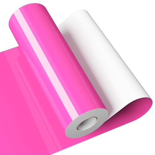 JAVIGA Hot Pink Permanent Vinyl, 12'' x 40 FT Glossy Pink Vinyl for All Cutting Machine Craft Cutter, Self Adhesive Vinyl Roll for DIY Decor, Mug, Sticker, Sign, Label