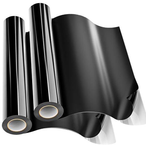 JAVIGA Black HTV Heat Transfer Vinyl Rolls - 12'' x 25ft Black Iron on Vinyl for T Shirts, DIY Fabric, Textiles, Compatible Black HTV Vinyl with Vinyl Craft Machine(2 Rolls)