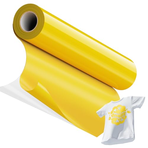 JAVIGA Plotterfolie Textil-30,5cm x 6m Gelb Flexfolie Plotterfolie Vinyl für PlotterMaschine, Bügelfolie für Textilien, DIY T-Shirts & Stoffe, Plotter Zubehör Textilfolie Plotter Eine Rolle