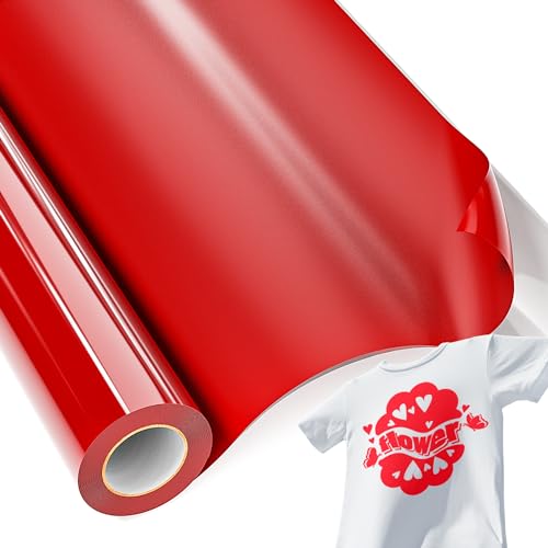 JAVIGA HTV Heat Transfer Vinyl Rolls-12 x 15ft, Red Iron on Vinyl for T Shirts Compatible HTV Vinyl with All Cutter Machine