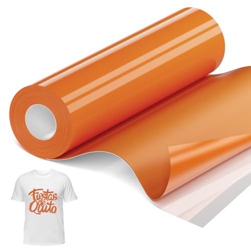 JAVIGA Plotterfolie Textil, 30.5cm×10.6m Orange Flexfolie Plotter Textil, Bügelfolie Kompatibel Mit Cricut Joy für Textilien, Iron on Folie, Transferfolie zum Aufbügeln T-Shirts & Stoffe