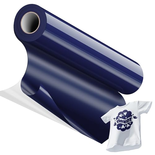 JAVIGA HTV Heat Transfer Vinyl Rolls-12 x 20ft, Navy Blue Iron on Vinyl for DIY Fabric, T Shirts, Other Textiles Compatible HTV Vinyl with Vinyl Craft Machine, Easy to Cut & Weed(1 Roll)