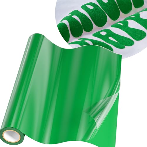 3Dパフ アイロンプリントシート 熱転写ラバーシート JAVIGA PU素材 DIY用 約25.4×91.44cm Tシャツ 布 綿 ポリエステルに適応 洗濯可能(緑色)