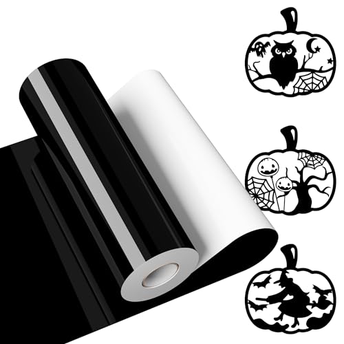 JAVIGA Black Permanent Vinyl, 12'' x 40 FT Glossy Self Adhesive Vinyl Roll for All Cutting Machine Craft Cutter, DIY Decals for Mug, Wall Sticker, Sign, Label