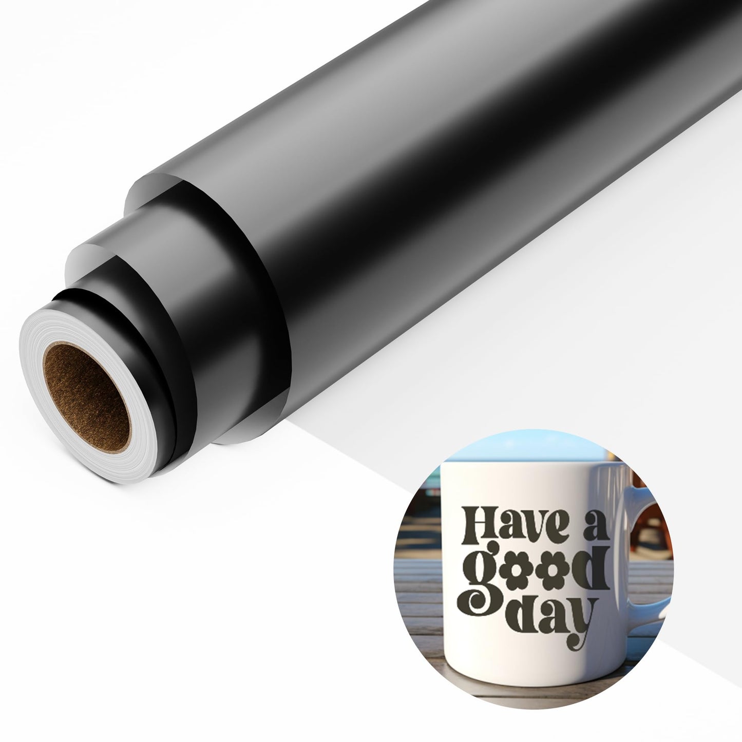 JAVIGA Black Matte Permanent Vinyl for Festival Decorations, 12'' x 10 FT Adhesive Vinyl Compatible with Cricut, Indoor & Outdoor Matte Vinyl Roll for DIY Art Decor, Wall Sticker, Mug Decal