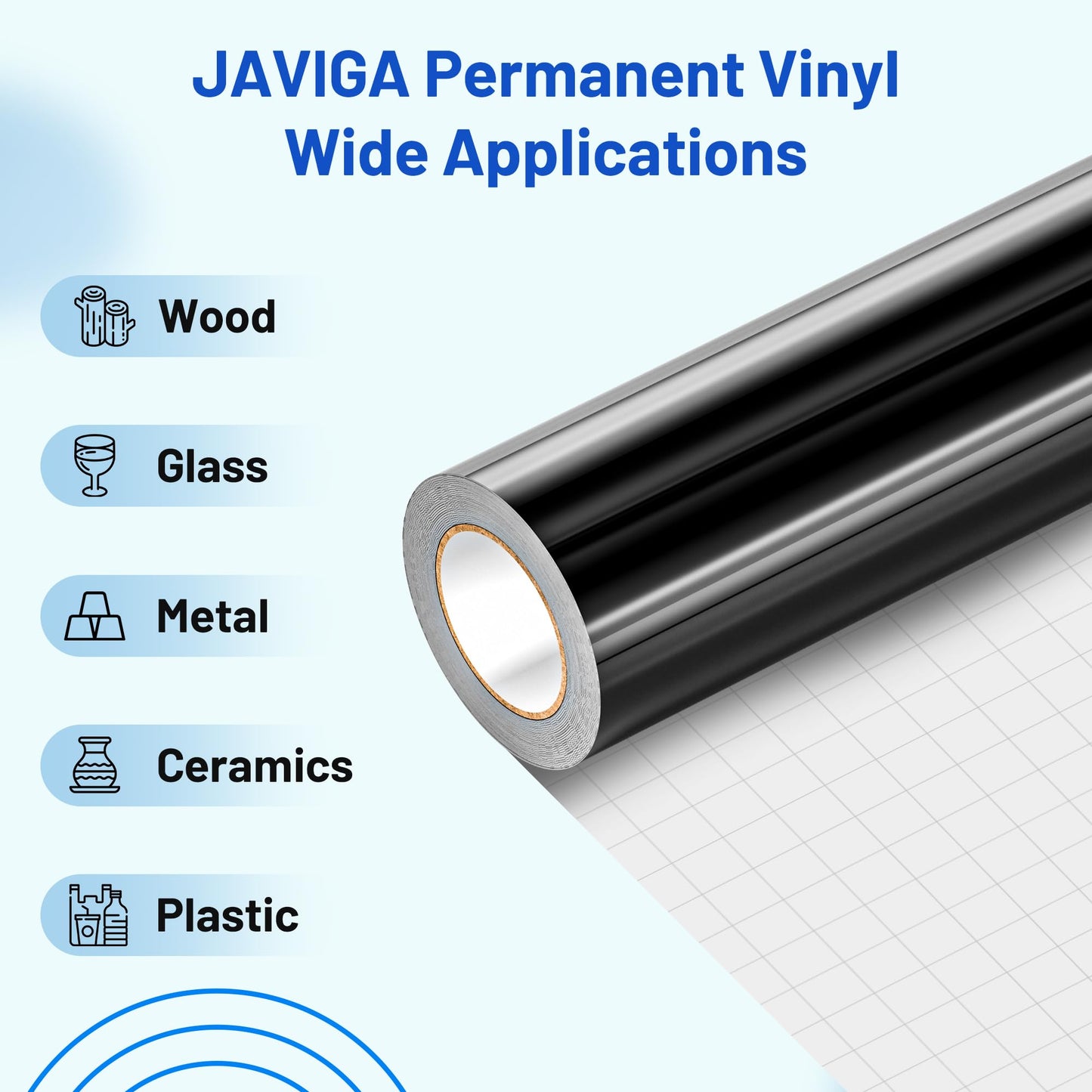 JAVIGA Vinilo Permanente Blanco & Negro Brillante 2 Rollo, Vinilo Adhesivo 30.5 x 183cm para Cricut, Vinilo Impermeable Permanente para Decoraciones y Recuerdoss, Pegatinas de Pared, DIY Mug Party