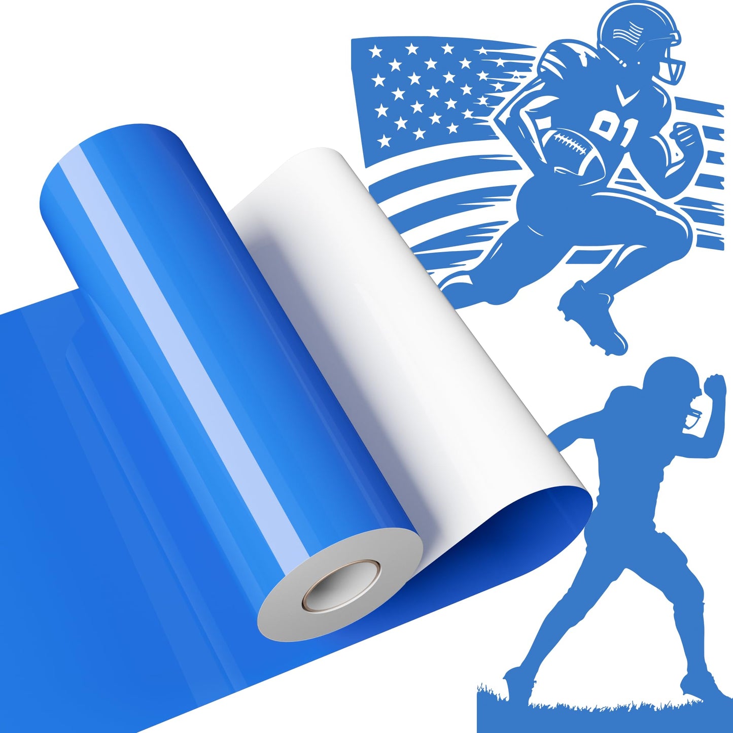 JAVIGA Blue Permanent Vinyl for Cricut Cutting Machines, 12'' x 40 FT Blue Vinyl for Birthday Party DIY Art Decorations, Glossy Blue Adhesive Vinyl Roll for Wall Stickers, Signs, Mug, Cards, Car Decals