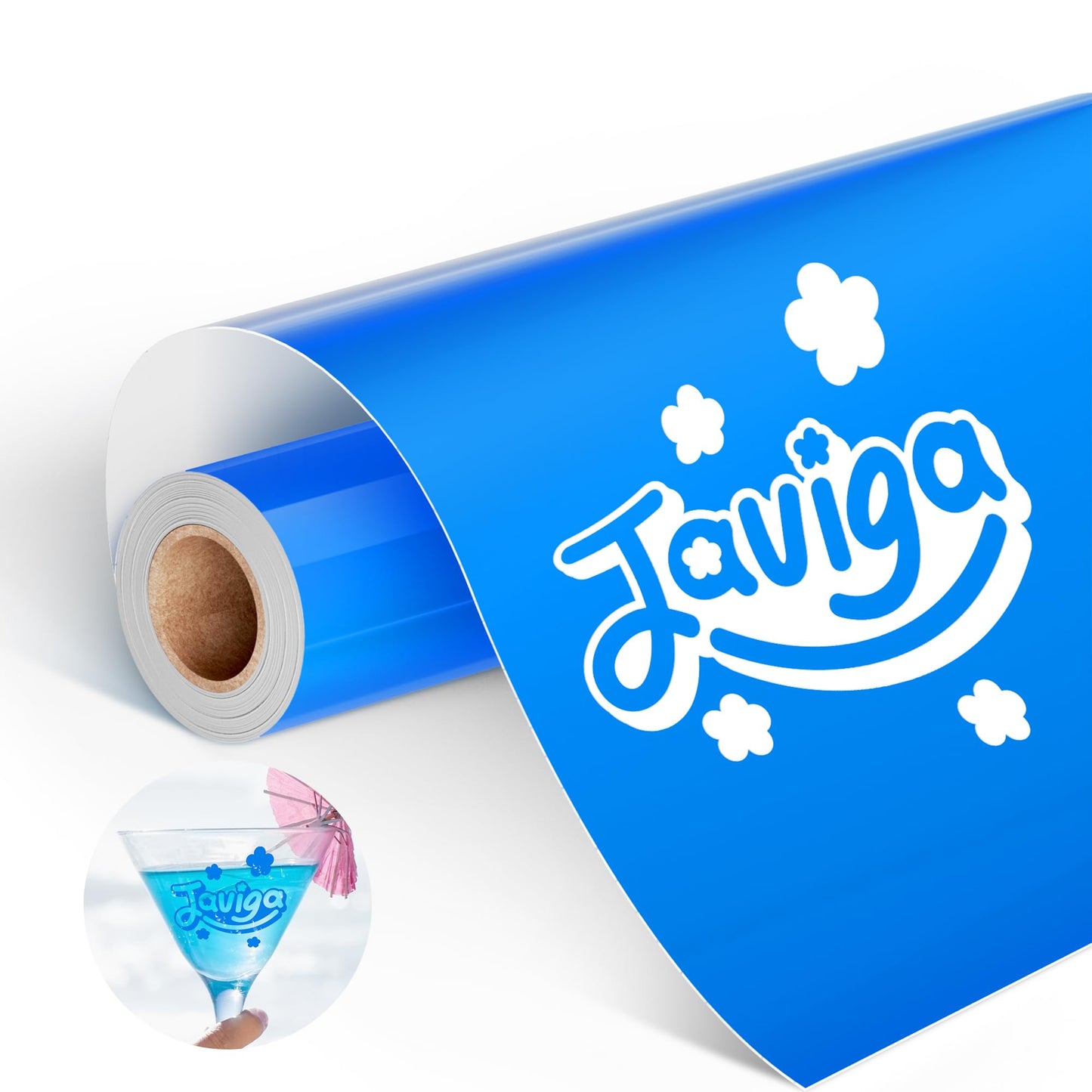 JAVIGA Blue Permanent Vinyl for Cricut, Silhouette, Cameo, Blue Vinyl for Birthday Party Decorations, 12'' x 10FT Glossy Blue Adhesive Vinyl Roll, DIY Home Project, Wall Stickers, Car Signs, Mug Decals