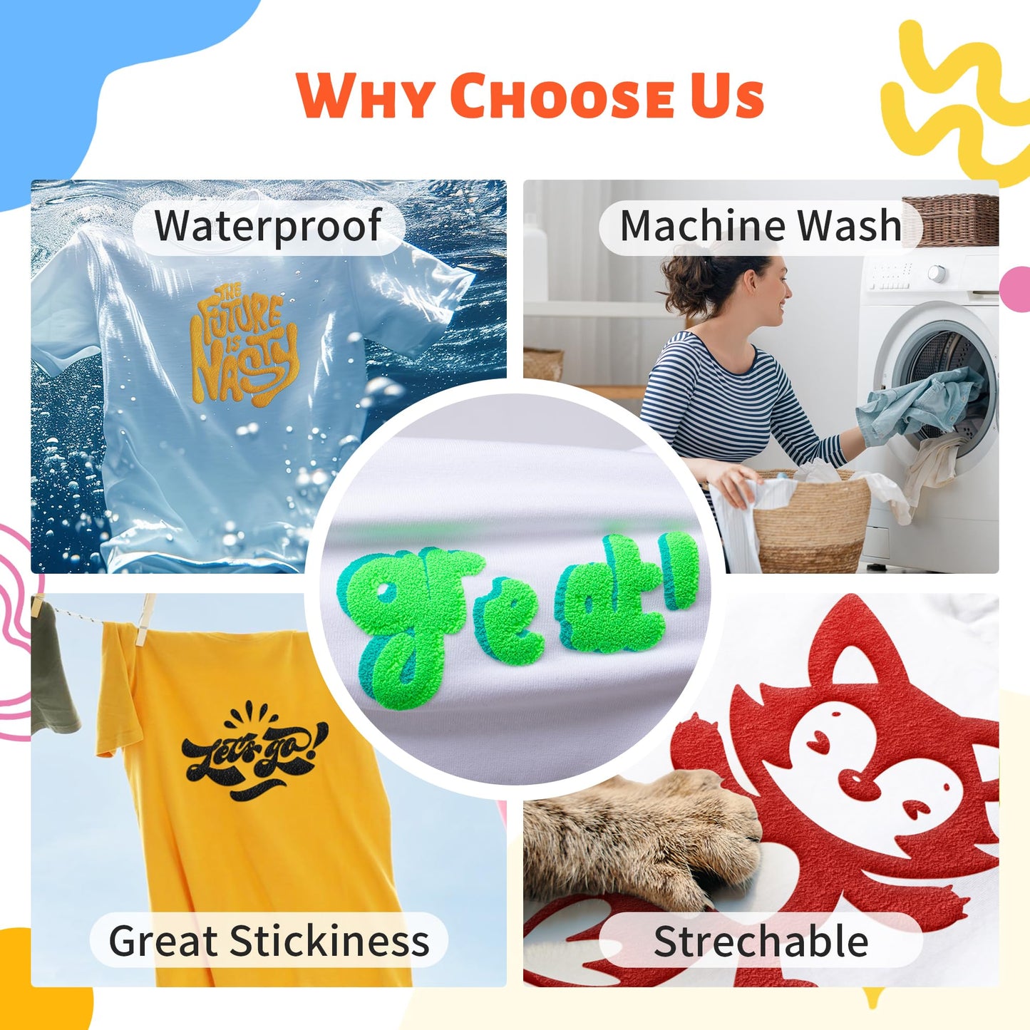 JAVIGA White Puff Vinyl Heat Transfer, 10''x 6FT Iron on Vinyl Compatible with Cricut and All Cutting Machine, DIY Heat Transfer Vinyl Roll Design