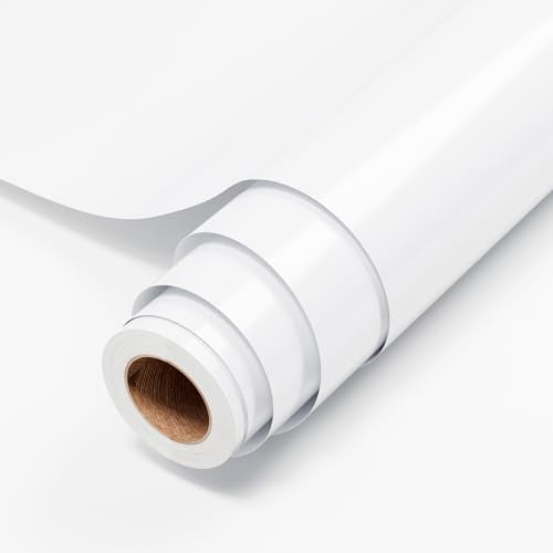 JAVIGA White Permanent Vinyl Roll, 12'' x 6 FT Glossy Self Adhesive Vinyl Roll for All Cutting Machine Craft Cutter, DIY Decals for Decor Sticker, Party Decoration, Mugs