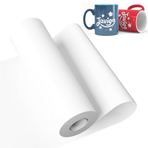 JAVIGA White Permanent Vinyl, 12'' x 40FT Glossy Self Adhesive Vinyl Roll for All Cutting Machine Craft Cutter, DIY Decor for DIY Mug, Wall Sticker Sign, Label
