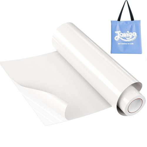 JAVIGA Plotterfolie Textil - 30.5cm x 3m für Cricut, Weiß Flexfolie Plotterfolie Vinyl, Bügelfolie für Textilien, Iron on Folie für DIY T-Shirts, Plotter Zubehör Textilfolie Plotter Eine Rolle