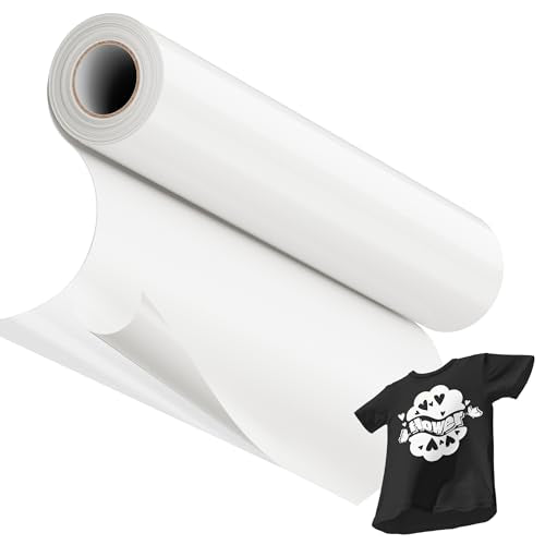 JAVIGA HTV Heat Transfer Vinyl Rolls-12 x 20ft, White Iron on Vinyl for DIY Fabric, T Shirts, Other Textiles Compatible HTV Vinyl with Vinyl Craft Machine(1 Roll)