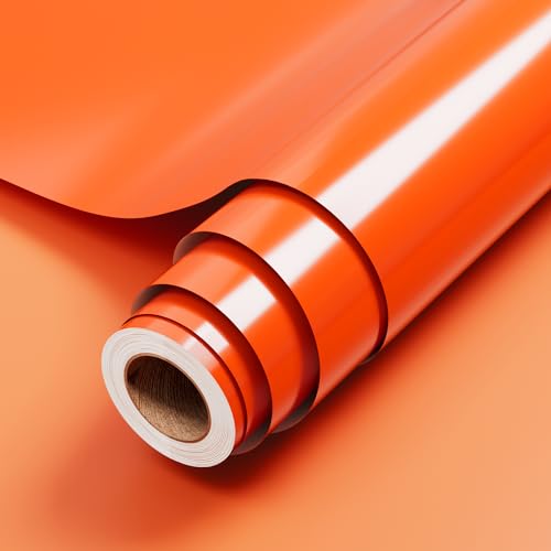 JAVIGA Vinilo Permanente Naranja Brillante Rollo, Vinilo Adhesivo 30.5 x 183cm para Cricut, Vinilo Impermeable Permanente para Decoraciones y Recuerdoss, Pegatinas de Pared, DIY Mug Party Car Decal