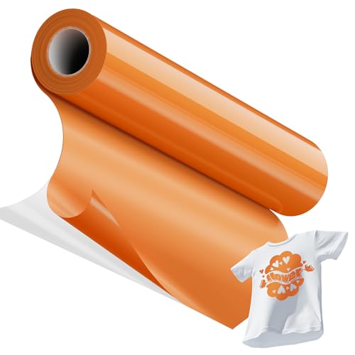 JAVIGA Plotterfolie Textil-30,5cm x 6m Orange Flexfolie Plotterfolie Vinyl für PlotterMaschine, Bügelfolie für Textilien, DIY T-Shirts & Stoffe, Plotter Zubehör Textilfolie Plotter Eine Rolle
