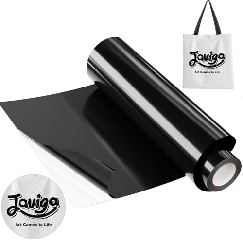 JAVIGA Plotterfolie Textil-30.5cm x 3m für Cricut, Schwarz Flexfolie Plotterfolie Vinyl, Bügelfolie für Textilien, Iron on folie für DIY T-Shirts, Plotter Zubehör Textilfolie Plotter