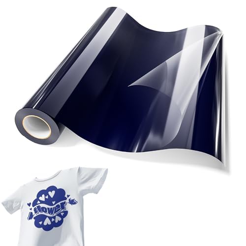 JAVIGA アイロンプリントシート ネイビーブルー 熱転写シート PU素材DIY用 約30cm×610cm Tシャツ ズボン 枕 バッグ 日常のDIYやユニフォームに適応 洗濯に強い