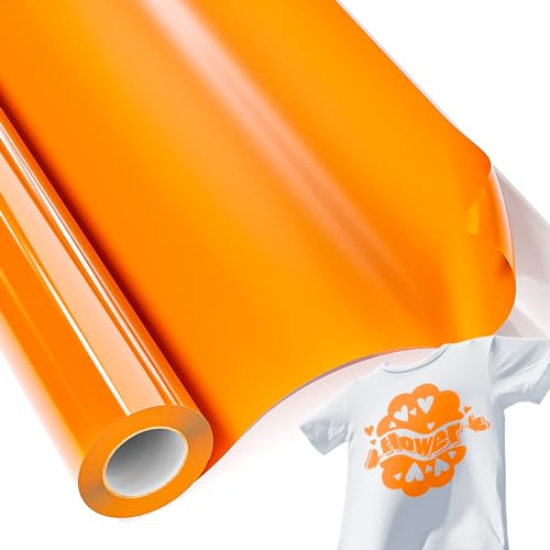 JAVIGA Orange Plotterfolie Textil-30.5cm x 457cm Iron on folie für Cricut, Flexfolie Plotterfolie Vinyl, Bügelfolie für Textilien, DIY T-Shirts, Plotter Zubehör Textilfolie Plotter
