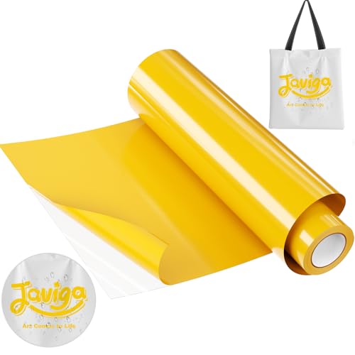 JAVIGA Plotterfolie Textil-30,5cm x 3m Gelb Flexfolie Plotterfolie Vinyl für PlotterMaschine, Bügelfolie für Textilien, DIY T-Shirts & Stoffe, Plotter Zubehör Textilfolie Plotter Eine Rolle