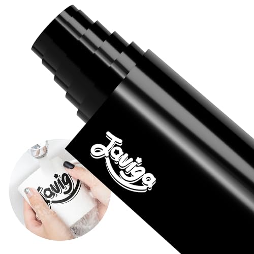 JAVIGA Black Permanent Vinyl Roll, Glossy 12'' x 10 FT Self Adhesive Vinyl, Black Vinyl for All Cutting Machine, DIY Decals for Craft Cutter, Decor Sticker, Party Decoration, Mugs