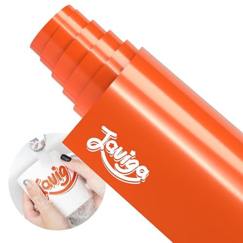 JAVIGA Vinilo Permanente Naranja Brillante Rollo, Vinilo Adhesivo 30.5 x 305cm para Cricut, Vinilo Impermeable Permanente para Decoraciones y Recuerdoss, Pegatinas de Pared, DIY Mug Party Car Decal