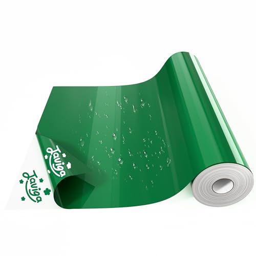 JAVIGA Green Permanent Vinyl, 12'' x 40 FT Glossy Self Adhesive Vinyl Roll for All Cutting Machine Craft Cutter, Indoor and Outdoor Waterproof Decor, DIY Mug, Wall Sticker, Car Decals, Sign, Label