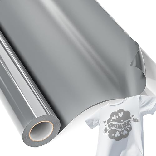 JAVIGA HTV Heat Transfer Vinyl Rolls-12 x 15ft, Silver Iron on Vinyl for T Shirts Compatible HTV Vinyl with All Cutter Machine
