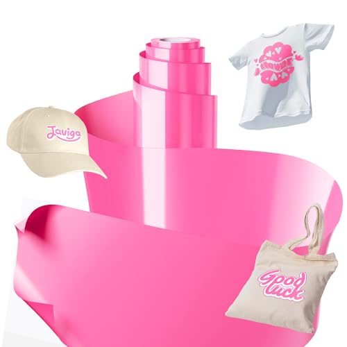 JAVIGA Plotterfolie Textil-Rosa Flexfolie Plotterfolie Vinyl, 30.5cm x 3m Bügelfolie Plotter für Cricut Maker, Silhouette Cameo, für DIY T-Shirts & Stoffe, Textilfolie Plotter Eine Rolle