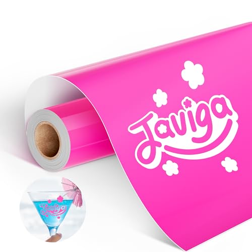 JAVIGA Vinilo Permanente Rosa Brillante Rollo, Vinilo Adhesivo 30.5 x 305cm para Cricut, Vinilo Impermeable Permanente para Decoraciones y Recuerdoss, Pegatinas de Pared, DIY Mug Party Car Decal