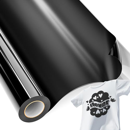 JAVIGA HTV Heat Transfer Vinyl Rolls-12 x 15ft, Black Iron on Vinyl for T Shirts Compatible HTV Vinyl with All Cutter Machine