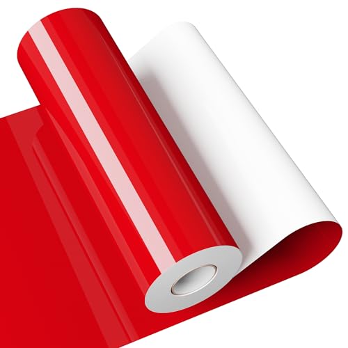 JAVIGA Red Permanent Vinyl, 12'' x 40 FT Glossy Self Adhesive Vinyl Roll for All Cutting Machine Craft Cutter, DIY Decor for Mug, Wall Sticker