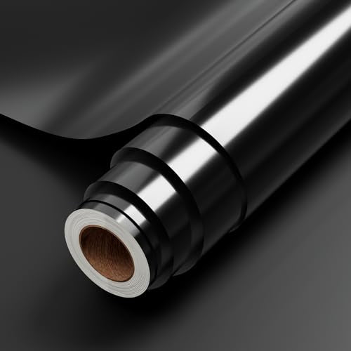JAVIGA Vinilo Permanente Negro Brillante Rollo, Vinilo Adhesivo 30.5 x 183cm para Cricut, Vinilo Impermeable Permanente para Decoraciones y Recuerdoss, Pegatinas de Pared, DIY Mug Party Car Decal