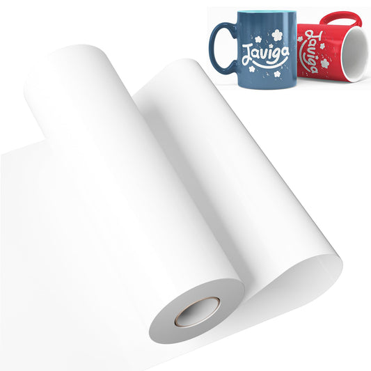 JAVIGA White Permanent Vinyl 12 x 40 FT Adhesive Vinyl for Cricut Glossy White Vinyl Roll Compatible with All Cutting Machine Silhouette Cameo Cutters Indoor Outdoor DIY Craft Wall Decor