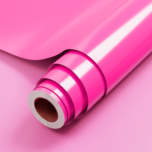 JAVIGA Pink Permanent Vinyl, Pink Vinyl for Cricut, Silhouette, Cameo Cutters, 12'' x 6 FT Glossy Pink Adhesive Vinyl Roll for Wedding Party Decorations, DIY Art Signs, Wall Stickers, Mug, Car Decals