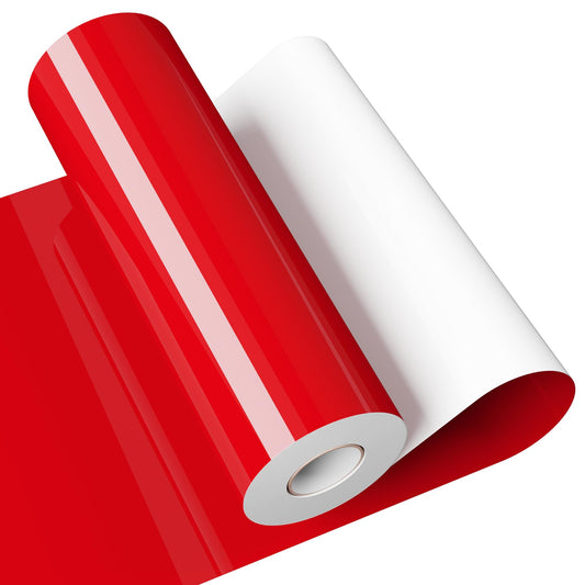 JAVIGA Red Permanent Vinyl for Wedding Party, 12'' x 40 FT Red Adhesive Vinyl for Cricut Machines, Glossy Red Vinyl Roll for DIY Art Craft Decor, Car, Mug Decals, Wall Stickers, Signs, Festival Designs