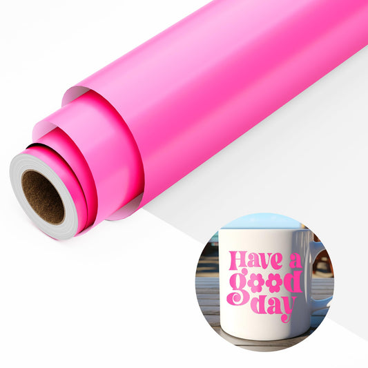 JAVIGA Pink Permanent Vinyl for Cricut, Cameo Cutters, 12'' x 10 FT Pink Vinyl for Wedding Party, Pink Matte Adhesive Vinyl Roll for DIY Art Decor, Wall Stickers, Mug, Car Decals for Indoor Outdoor Use