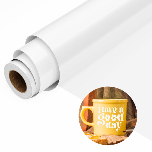JAVIGA White Permanent Vinyl, Matte White Vinyl for Cricut, 12'' x 10 FT White Adhesive Vinyl for Daily Decorations, Matte Vinyl Roll, Indoor Outdoor DIY Art Decor, Wall Stickers, Mug, Card, Car Decals