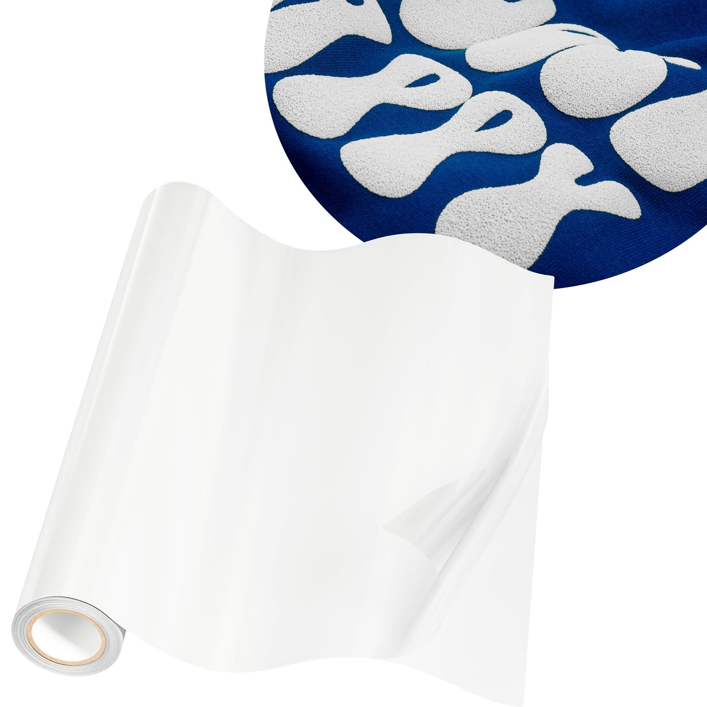 JAVIGA White Puff Vinyl Heat Transfer, 10''x 3FT Iron on Vinyl Compatible with Cricut and All Cutting Machine, DIY Heat Transfer Vinyl Roll Design