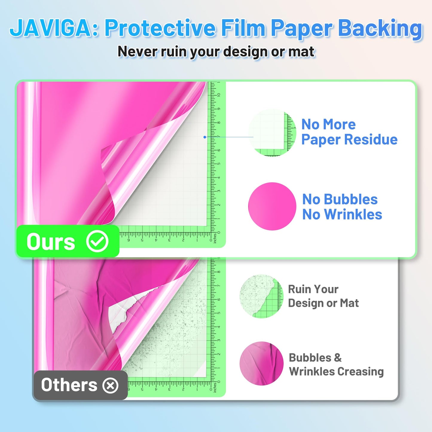 JAVIGA Pink Permanent Vinyl for Cricut, Silhouette, Cameo Cutters, Pink Vinyl for Wedding Party Decorations, 12'' x 10FT Glossy Pink Adhesive Vinyl Roll, DIY Art Signs, Wall Stickers, Mug, Car Decals