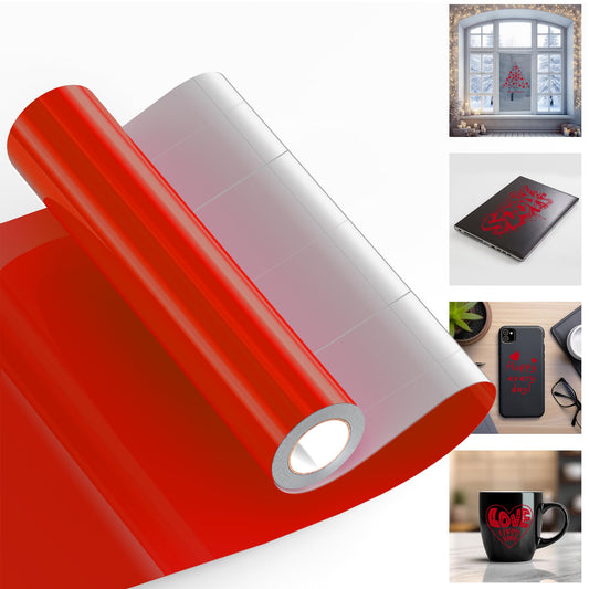 JAVIGA Vinilo Permanente Rojo Brillante Rollo, Vinilo Adhesivo 30.5 x 305cm para Cricut, Vinilo Impermeable Permanente para Decoraciones y Recuerdoss, Pegatinas de Pared, DIY Mug Party Car Decal
