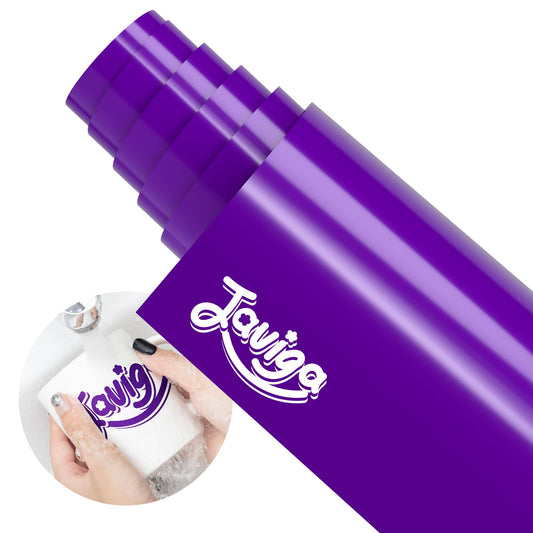 JAVIGA Purple Permanent Vinyl for Cricut, Purple Vinyl for Wedding Decorations, 12'' x 10FT Glossy Purple Adhesive Vinyl Roll, DIY Party Projects, Wall Stickers, Mug Art Decor, Car Decals, Signs, Cards