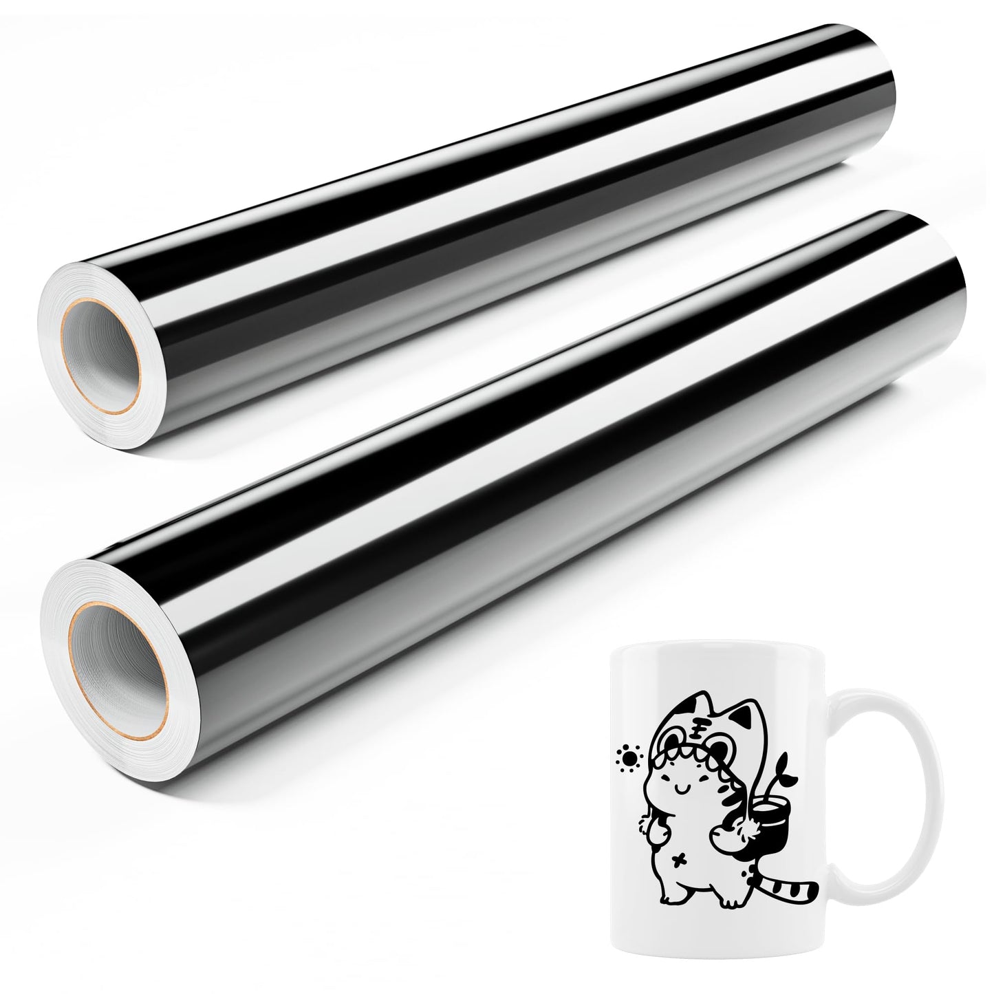 JAVIGA Vinilo Permanente Negro Brillante 2 Rollo, Vinilo Adhesivo 30.5 x 457cm para Cricut, Vinilo Impermeable Permanente para Decoraciones y Recuerdoss, Pegatinas de Pared, DIY Mug Party Car Decal