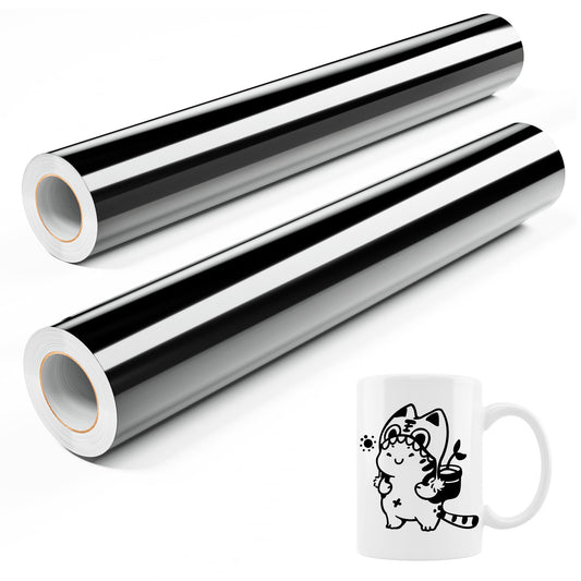 JAVIGA Vinilo Permanente Negro Brillante 2 Rollo, Vinilo Adhesivo 30.5 x 457cm para Cricut, Vinilo Impermeable Permanente para Decoraciones y Recuerdoss, Pegatinas de Pared, DIY Mug Party Car Decal
