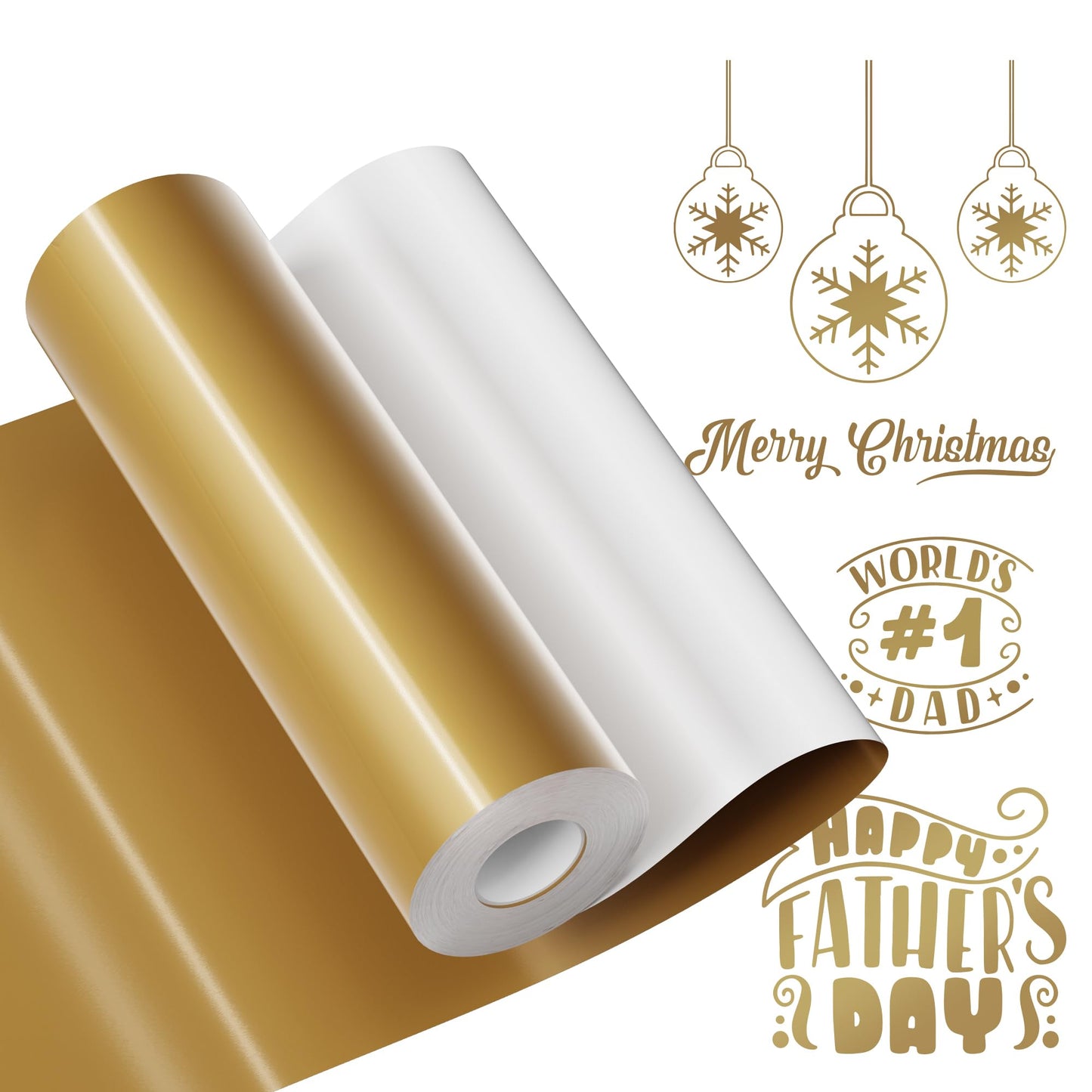 JAVIGA Gold Permanent Vinyl for Wedding Party Decorations, 12'' x 40FT Glossy Golden Adhesive Vinyl Roll for Cricut, Silhouette, Cameo, DIY Wall Stickers, Mug, Festival, Birthday Card, Sign, Car Decals