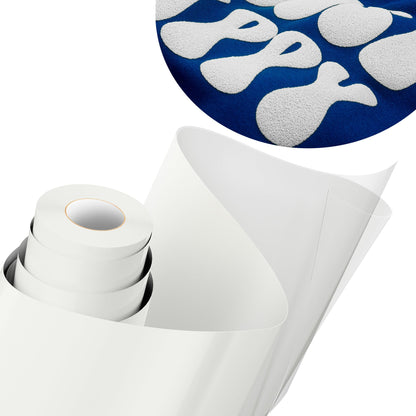 JAVIGA White Puff Vinyl Heat Transfer, 10''x 6FT Iron on Vinyl Compatible with Cricut and All Cutting Machine, DIY Heat Transfer Vinyl Roll Design