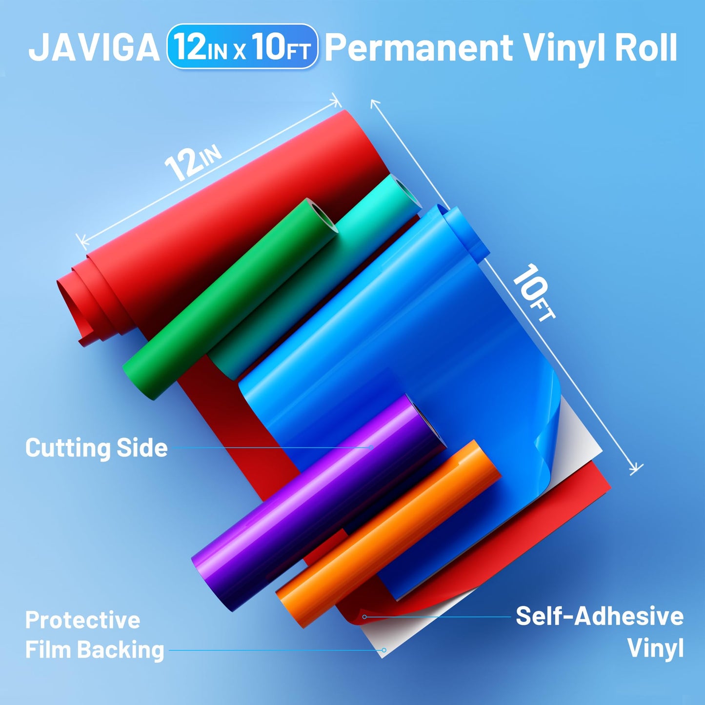 JAVIGA Pink-Matte Permanent Vinyl for Festival Decorations, 12'' x 10FT Adhesive Vinyl Compatible with Cricut, Indoor & Outdoor Matte Vinyl Roll for DIY Art Decor, Wall Sticker, Mug Decal