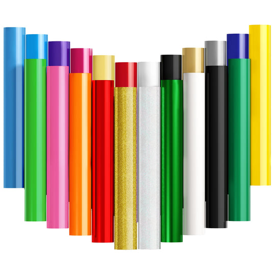 JAVIGA Plotterfolie Textil 30.5cm x 25.4cm-Flexfolie Plotterfolie Vinyl 22 Stück, Weiß & Schwarz Bügelfolie für Textilien, Transferfolie zum Aufbügeln T-Shirts & Stoffe (20 Farben)