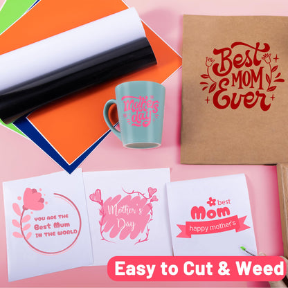 JAVIGA Pink Permanent Vinyl for Wedding Party Decals, 12'' x 40FT Pink Vinyl for Cricut Machine, Glossy Pink Adhesive Vinyl Roll for Daily Art Decorations, Birthday Cards, Car Signs, Mug, Wall Stickers