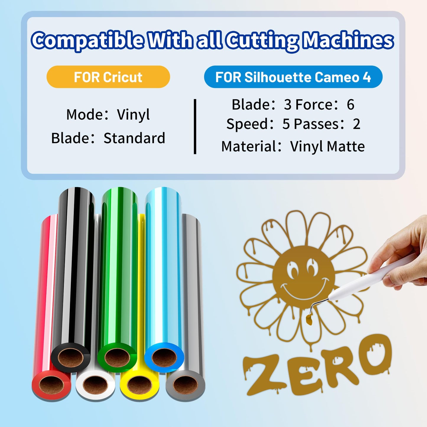 JAVIGA Dull Golden Permanent Vinyl Roll, 12'' x 40 FT Glossy Adhesive Vinyl Roll for All Cutting Machine Craft Cutter, DIY Decals for Indoor and Outdoor