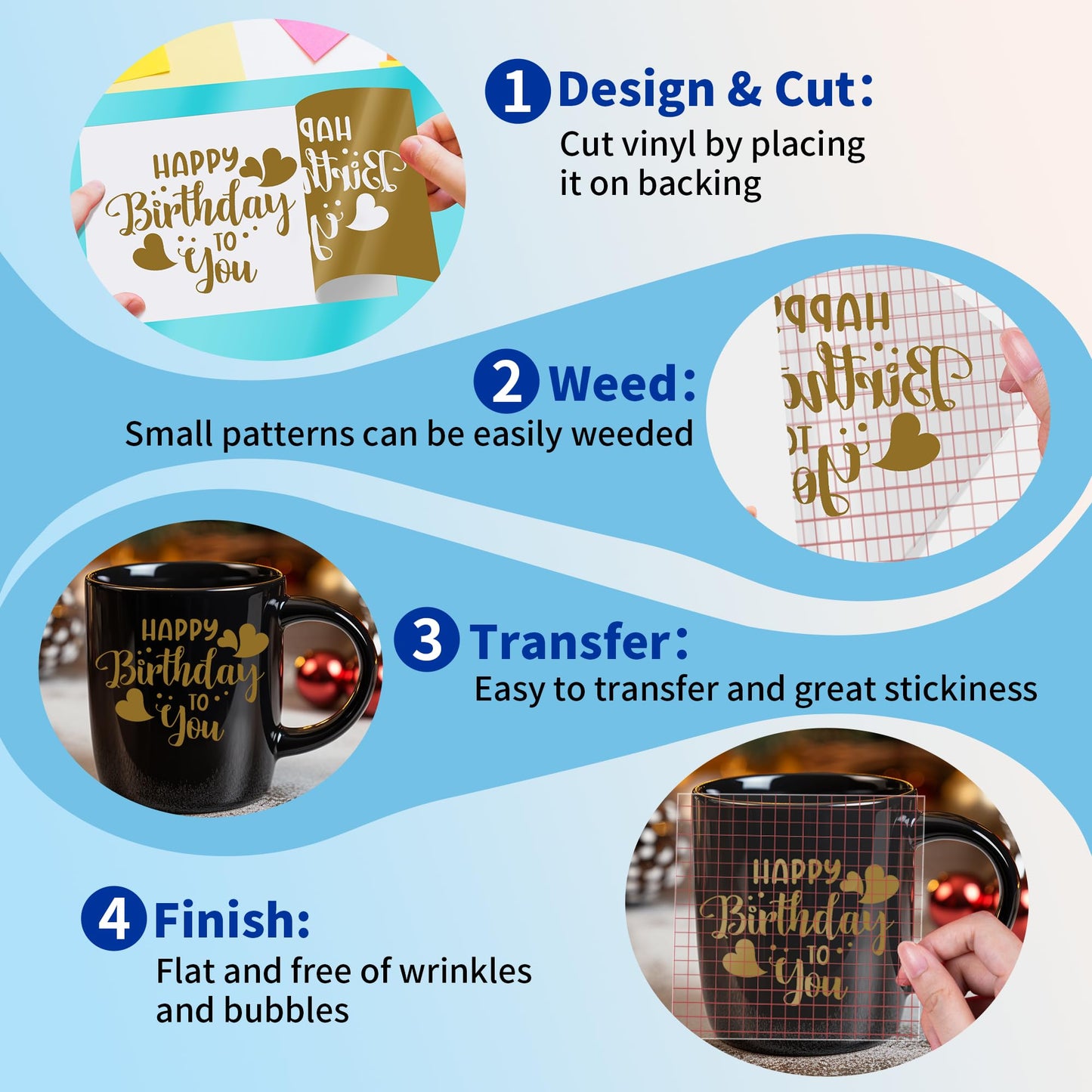 JAVIGA Gold Permanent Vinyl for Wedding Party Decorations, 12'' x 40FT Glossy Golden Adhesive Vinyl Roll for Cricut, Silhouette, Cameo, DIY Wall Stickers, Mug, Festival, Birthday Card, Sign, Car Decals